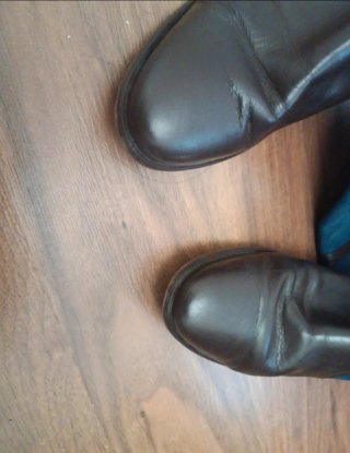 Botas de piel hípica azul y marrón