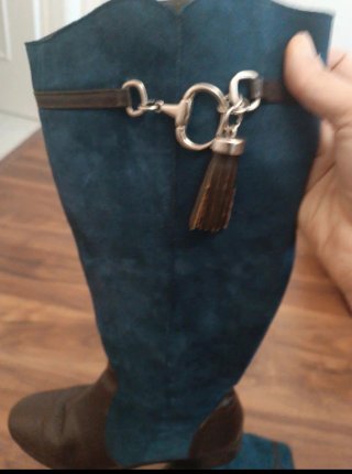 Botas de piel hípica azul y marrón