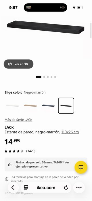 Estante pared IKEA LACK negro 110x26cm