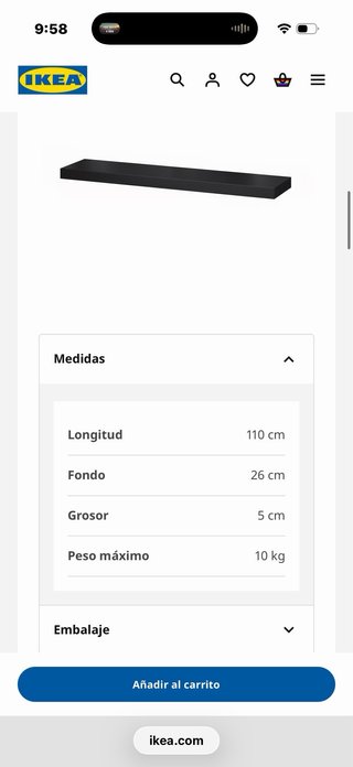 Estante pared IKEA LACK negro 110x26cm