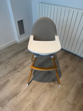 Trona bebé alta silla madera y gris