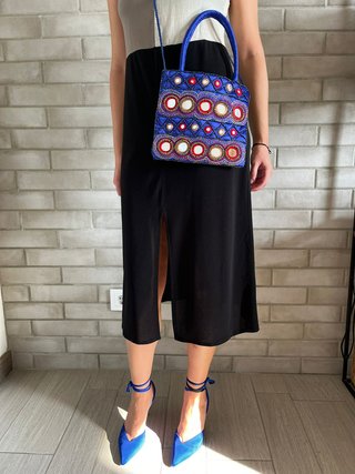 Bolso nuevo étnico con espejos y cierre.