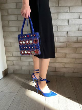 Bolso nuevo étnico con espejos y cierre.