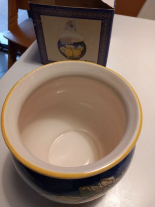 Vaso ceramica decorato limoni blu