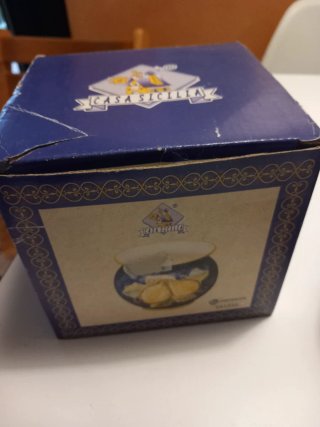 Vaso ceramica decorato limoni blu