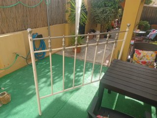 Cabecero cama matrimonio metal blanco