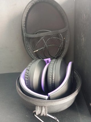 PowerLocus Auriculares Inalámbricos Negro y Morado