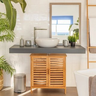 Mueble bajo lavabo bambú con codo