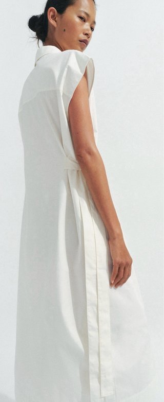 Vestido camisero midi Zara Talla S Blanco