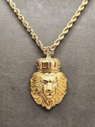 Colgante Rey León Acero Quirúrgico Chapado Oro