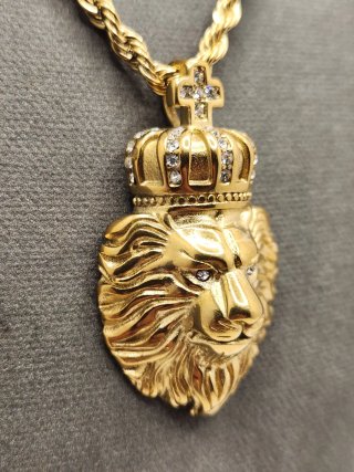 Colgante Rey León Acero Quirúrgico Chapado Oro