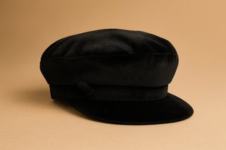 Nueva Zara Gorra Terciopelo Baker Boy Negra