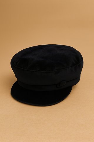 Nueva Zara Gorra Terciopelo Baker Boy Negra