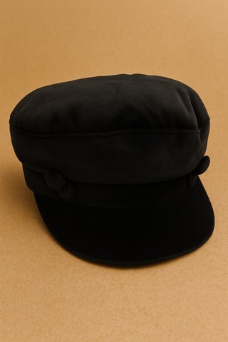 Nueva Zara Gorra Terciopelo Baker Boy Negra