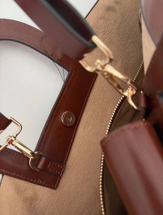 Bolso shopper estructurado coñac