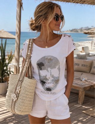 Camiseta Philipp Plein Calavera Strass