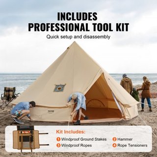 Tienda de Campaña de Lona, 4 Estaciones 7 m/22.97 ft Tienda Yurt, Tienda de Lona para Camping con Salida para Estufa, Tienda Transpirable para Hasta 12 Personas, Camping Familiar, Caza, Fiesta al ...