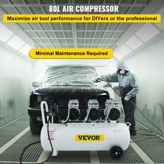 Compresor de Aire 22 Galones Ultra Silencioso Compresor de Aire Sin Aceite Tanque de 80L Compresor de Aire Silencioso Compresor Sin Aceite de 2.2KW Bajo ruido con Válvula de Solenoide Segura