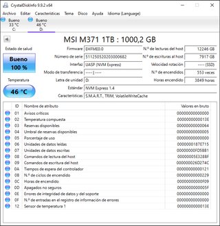 MSI Spatium M371 1TB NVMe M.2 - 100% salud