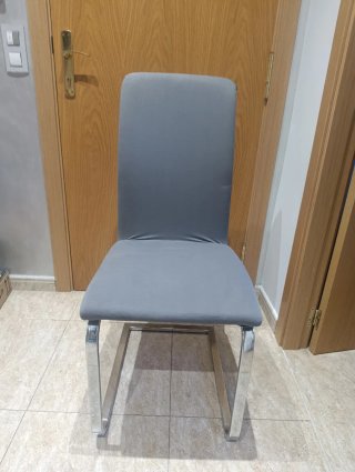 Conjunto 6 Sillas Comedor Tela y Metal