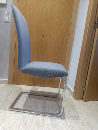 Conjunto 6 Sillas Comedor Tela y Metal