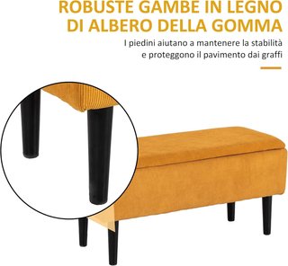 Banco de Cama con Espacio de Almacenamiento de 47L, Banco de Almacenamiento de Poliéster para Dormitorio y Entrada, 95X38X45Cm, Naranja