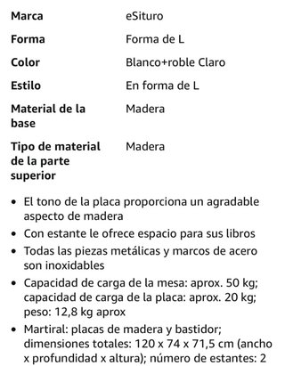 Escritorio de esquina madera y metal