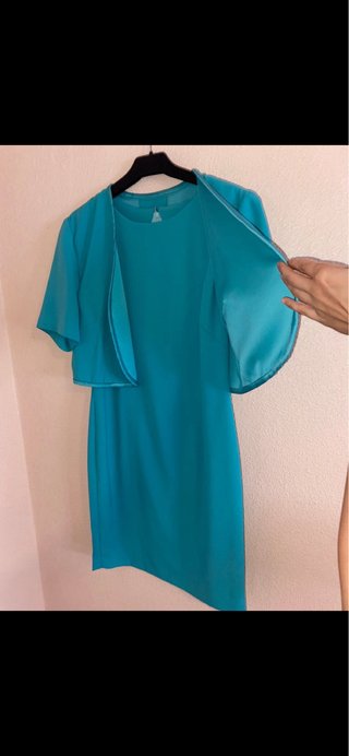 Vestido formal azul verdoso