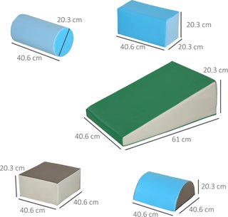 Set de Construcción Suave para Niños de 1 a 3 Años con 5 Bloques de Colores, Set de Juego de Bloques Suaves para Niños en Piel Sintética y Espuma, Marrón, Caqui, Azul, Verde y Celeste