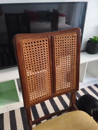 Sillas vintage mimbre y madera (2uds)