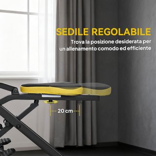 Máquina Total Crunch Plegable Con Asiento Regulable, Máquina Total Power Body Crunch, Entrenamiento Fitness para Abdomen, Cuerpo, Piernas, Brazos, Glúteos, para Casa y Gimnasio, Amarillo