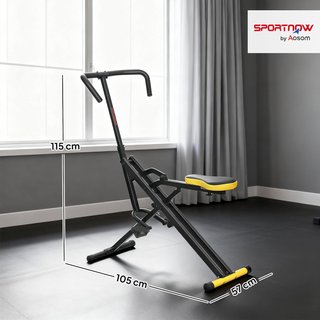 Máquina Total Crunch Plegable Con Asiento Regulable, Máquina Total Power Body Crunch, Entrenamiento Fitness para Abdomen, Cuerpo, Piernas, Brazos, Glúteos, para Casa y Gimnasio, Amarillo