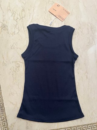 Miu Miu Top S Azul con Logo Brillante