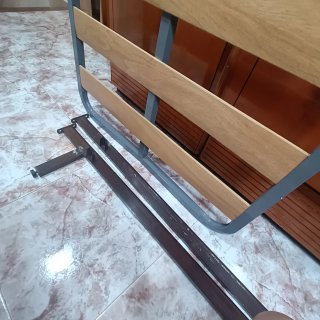 Cabezal cama madera + somier lamas