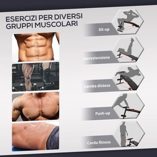 Banco de Abdominales Plegable y Regulable para Entrenar en Casa, Banco de Gimnasio Multifuncional con Extractor de Resorte y 2 Cuerdas Elásticas, en Acero y Acolchado Negro y Rojo 51X137X50-66Cm