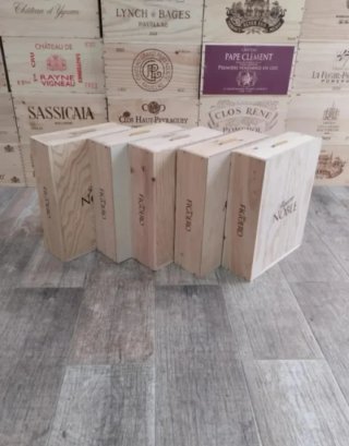 5 Cajas de Madera con Tapa Corredera