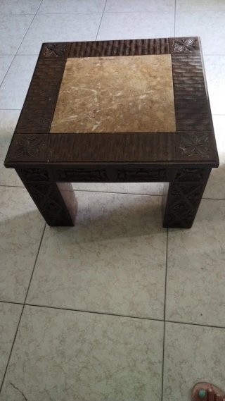 Conjunto mesas madera maciza mármol