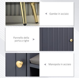 Banco Zapatero De Entrada Ahorra Espacio Con Asiento Acolchado, Estante Abierto Y Armario Para 4 Pares De Zapatos, Pasillo, Dormitorio, Sala De Estar En Madera, 80X33X49Cm, Gris