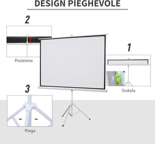 Pantalla de Proyector de 84 Pulgadas 4K HD Formato 4:3 con Trípode Plegable Ajustable, Pantalla de Proyector Portátil de Metal, Gran Angular de 160 Grados, para Casa, Cine en Casa, Exterior, Blanco