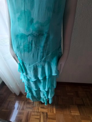 Vestido tirantes volantes verde agua