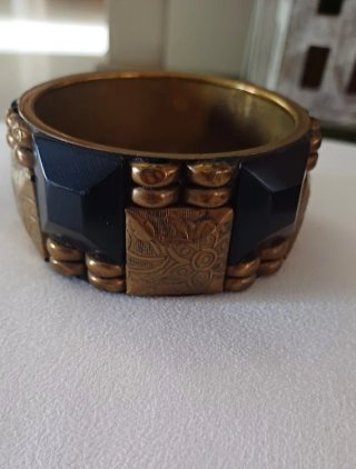 Bracciale rigido vintage colore  nero e oro