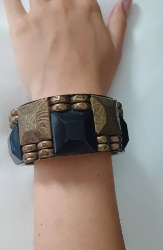 Bracciale rigido vintage colore  nero e oro