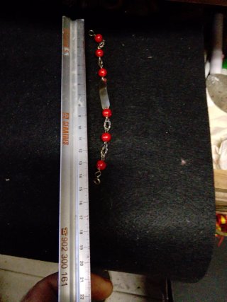 Pulsera Plata Antigua Bolas Rojas