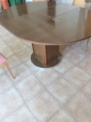 Mesa comedor redonda extensible madera