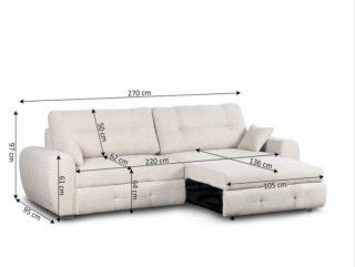 Sofá Chaise Longue Lila Beige 270cm