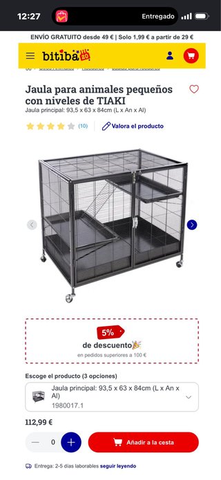 Jaula TIAKI para animales pequeños con niveles