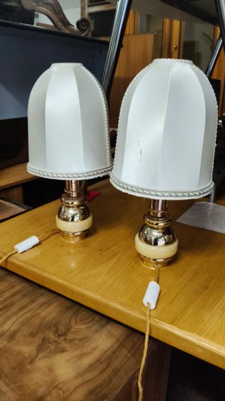 Coppia abat-jour vintage anni '60 oro e bianco