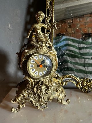 Conjunto Mesa Consola Espejo Reloj Candelabro