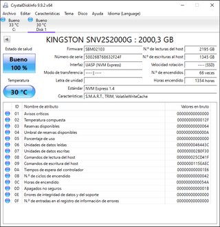 SSD Kingston NV2 2TB NVMe M.2 - 100% salud