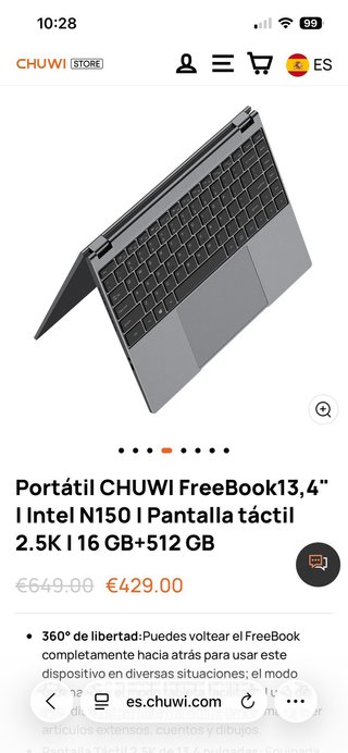 Portátil CHUWI gris con pantalla OLED táctil